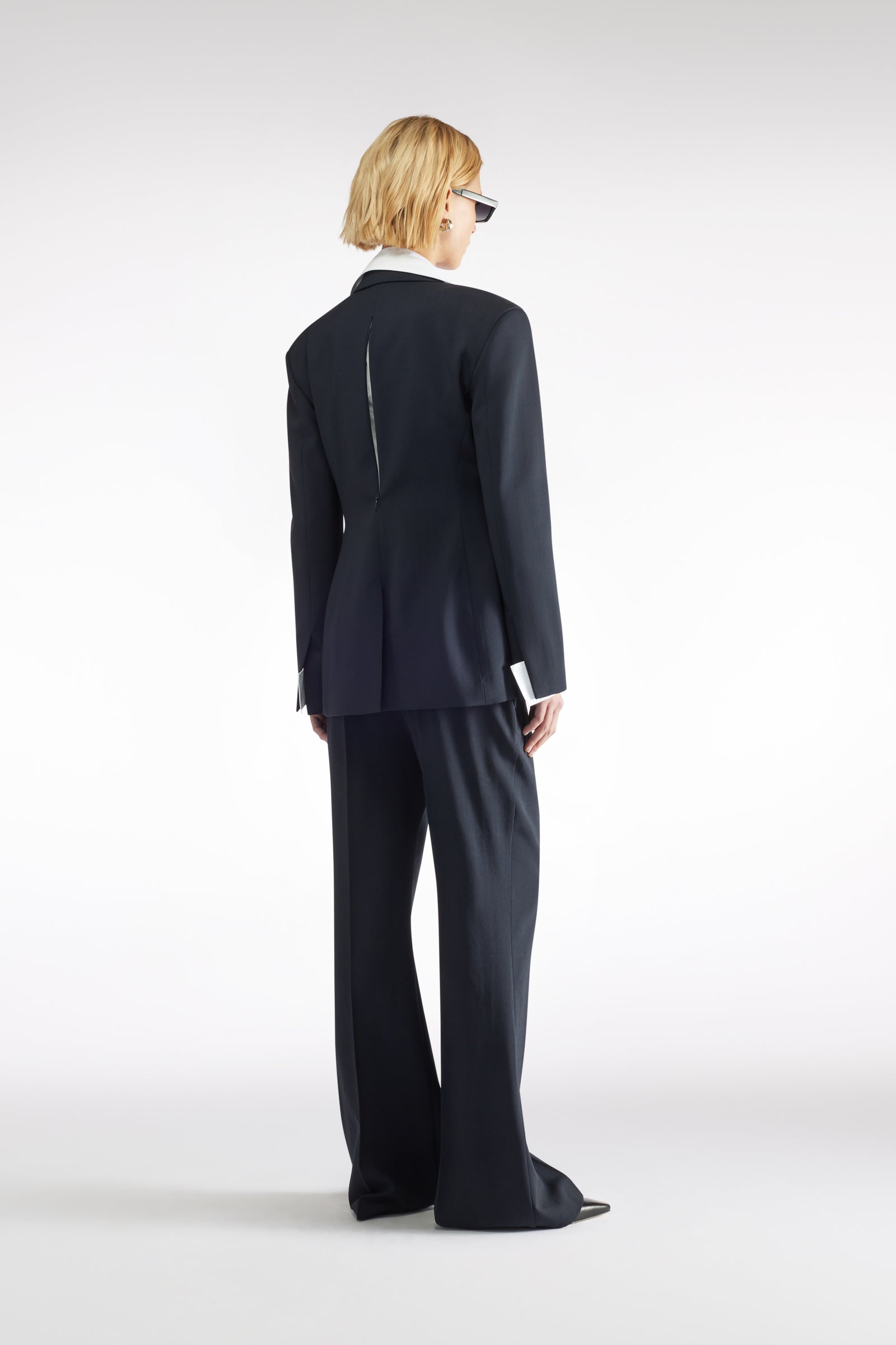 SINGLE-BREASTED WOOL CANVAS BLAZER