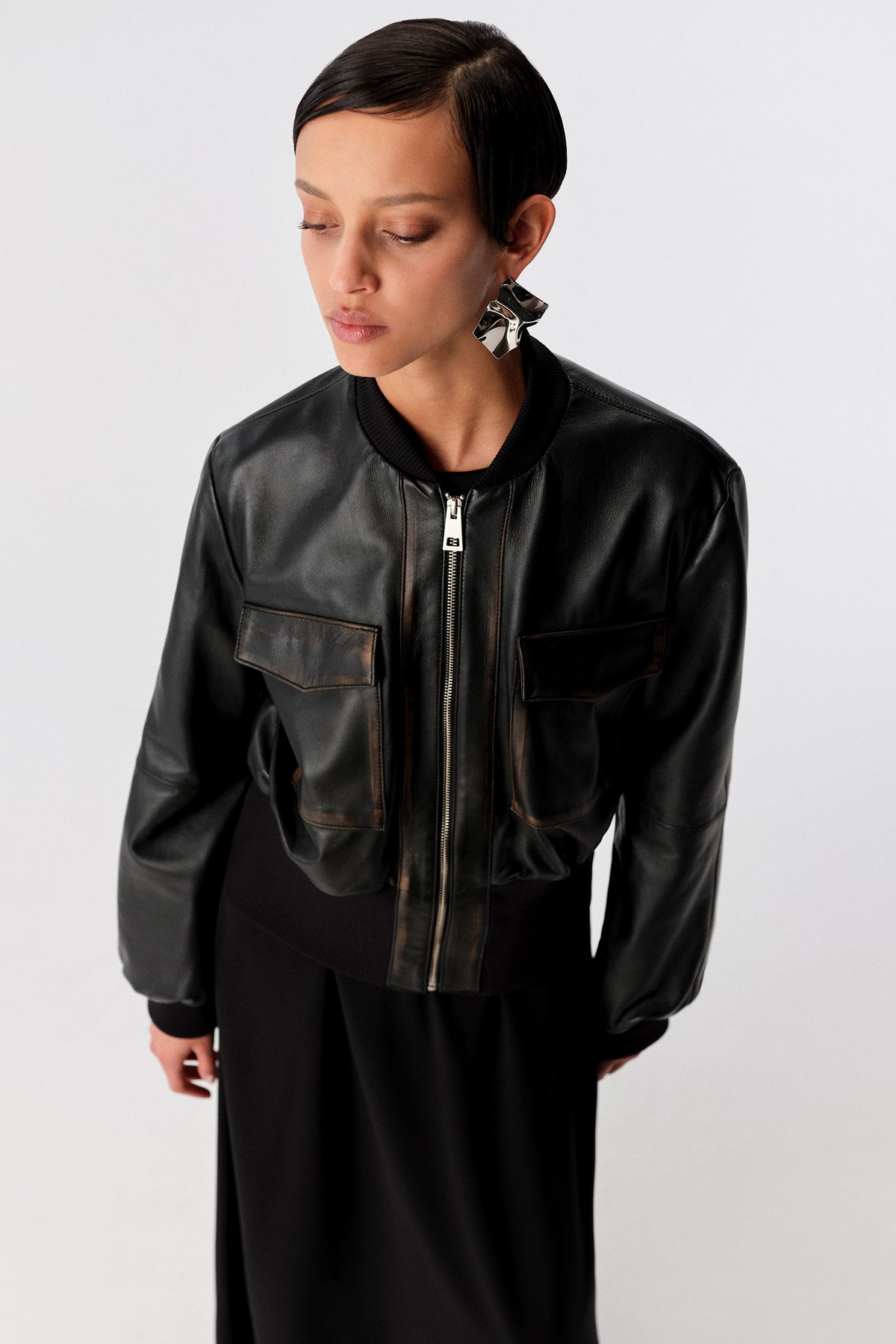 Genuine leather bomber jacket | liviana conti