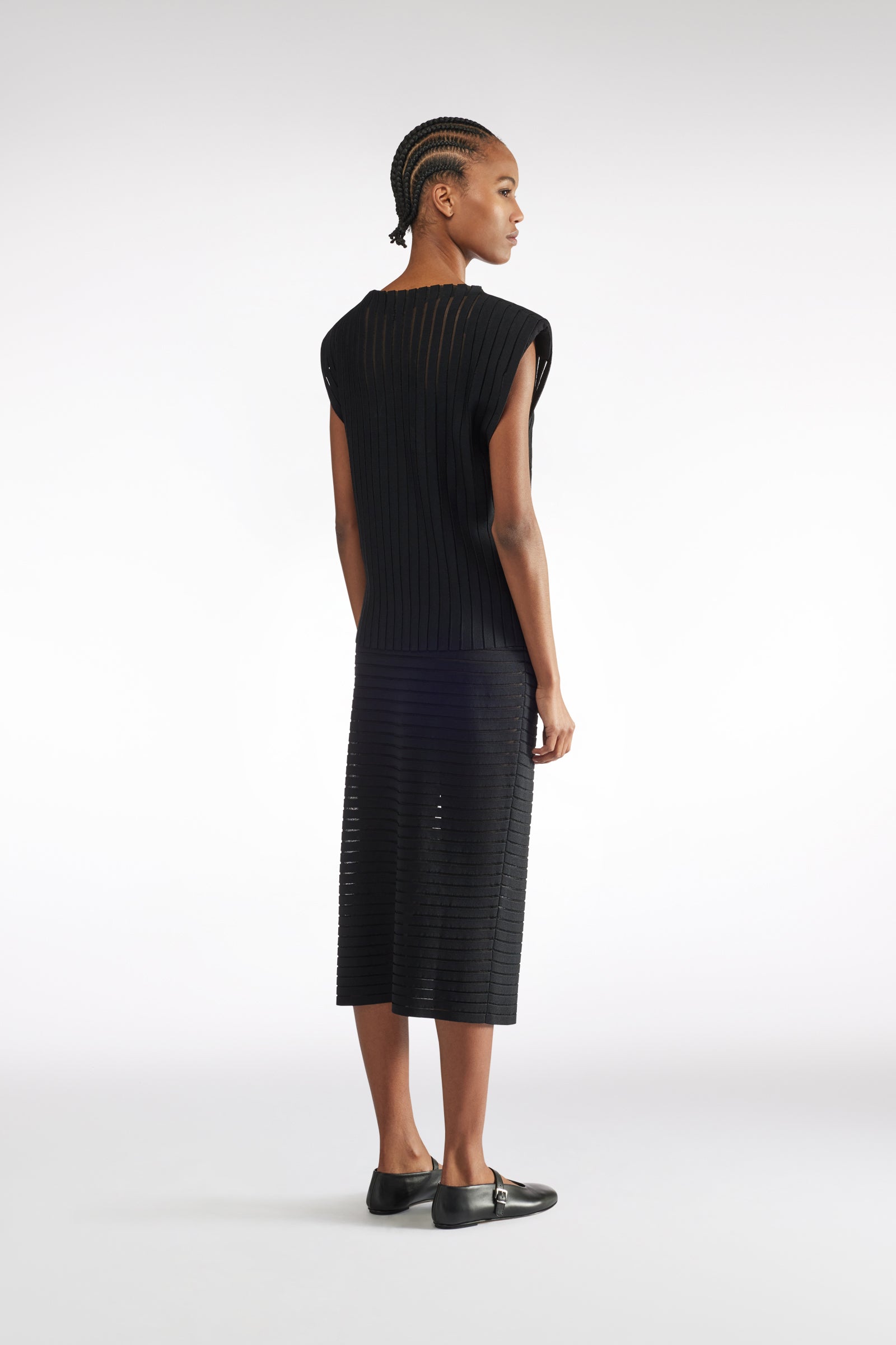 SHEER RIBBED SKIRT