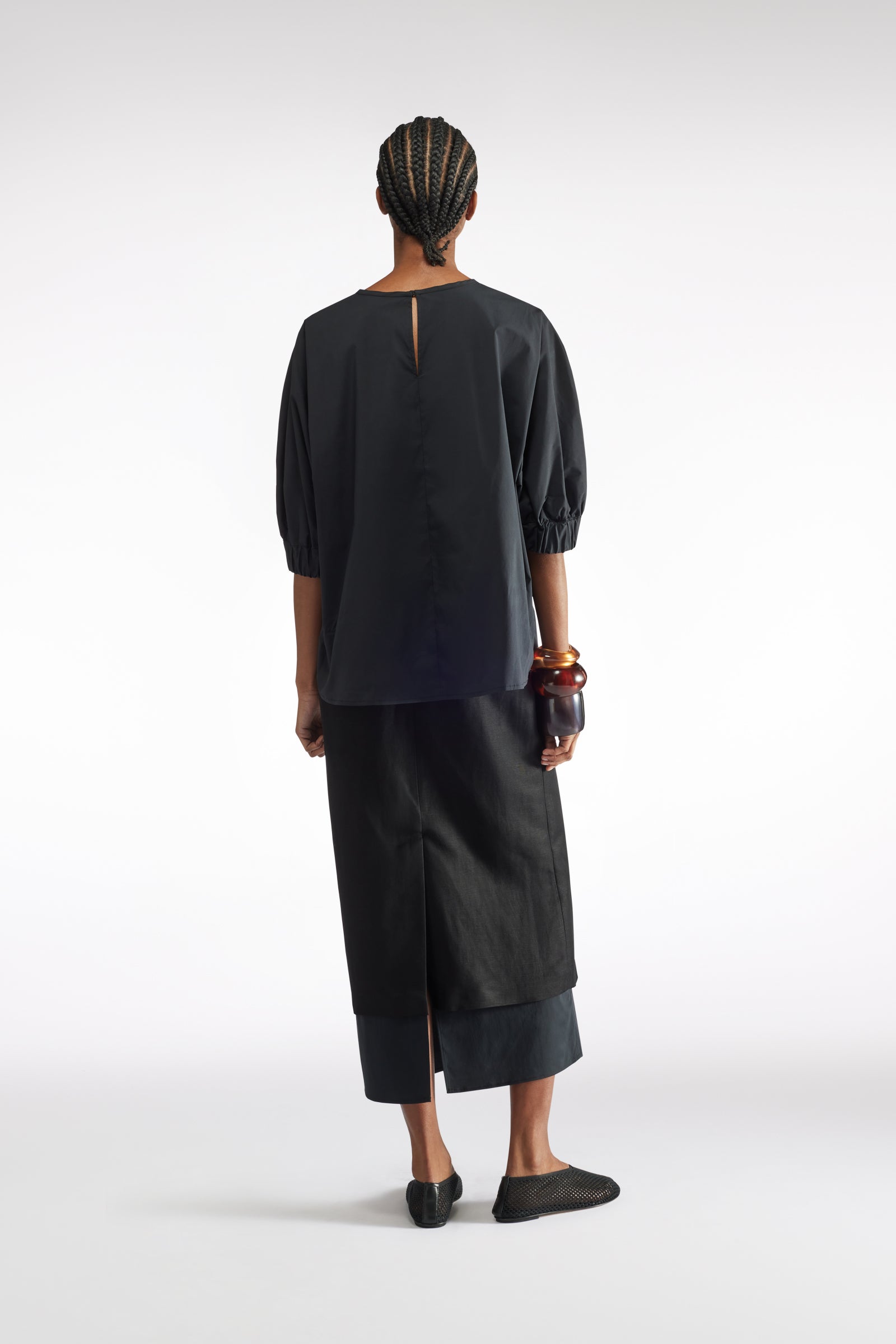 MIDI SKIRT IN LINEN-VISCOSE