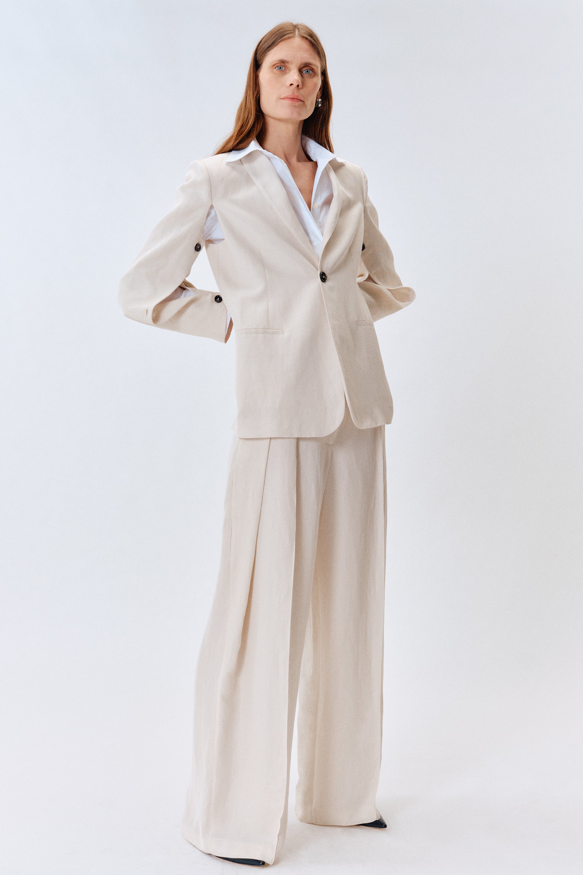 VISCOSE LINEN BLAZER WITH OPENINGS