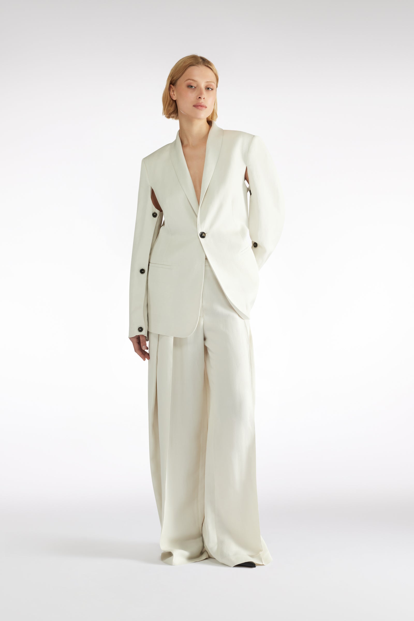 VISCOSE LINEN BLAZER WITH OPENINGS