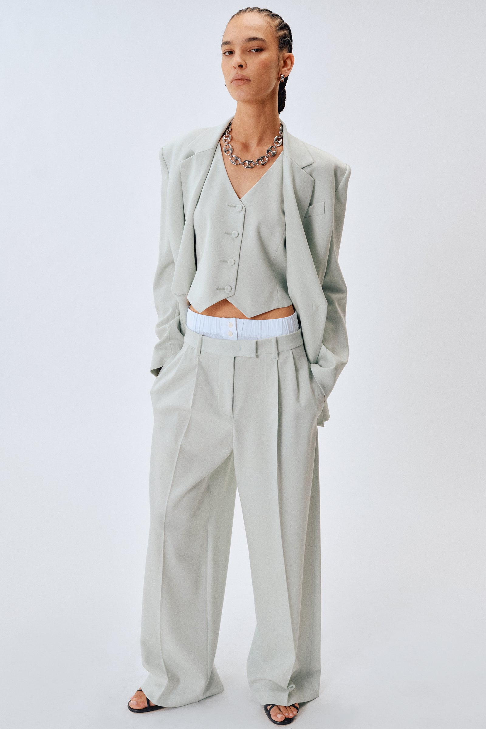 DOUBLE-LAYERED WAIST TROUSERS