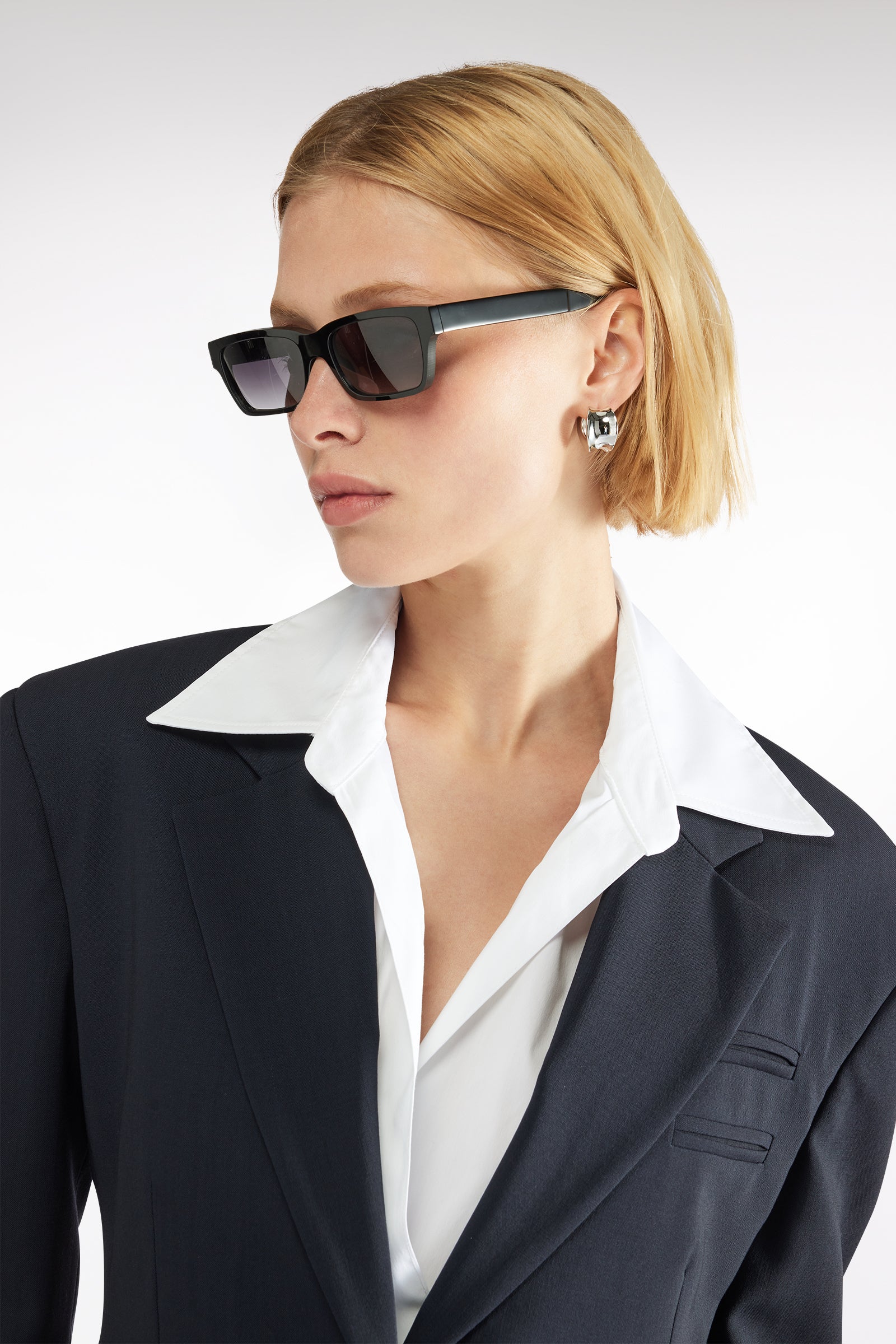 SINGLE-BREASTED WOOL CANVAS BLAZER