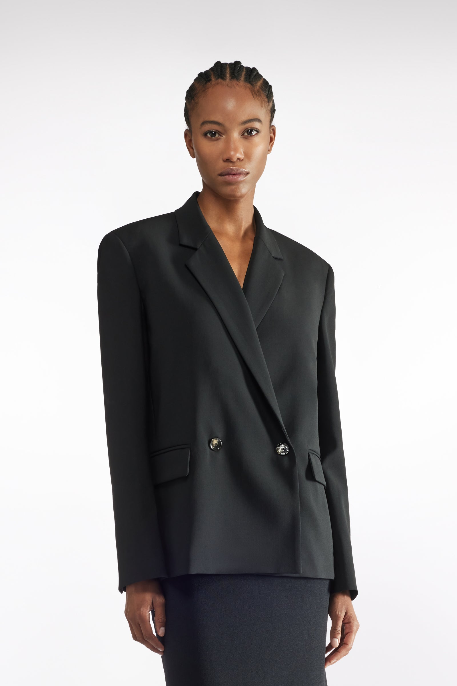 ジャケット LIVIANA CONTI BLAZER OPEN SHOULDERS (53369) Double-breasted wool canvas blazer | liviana conti