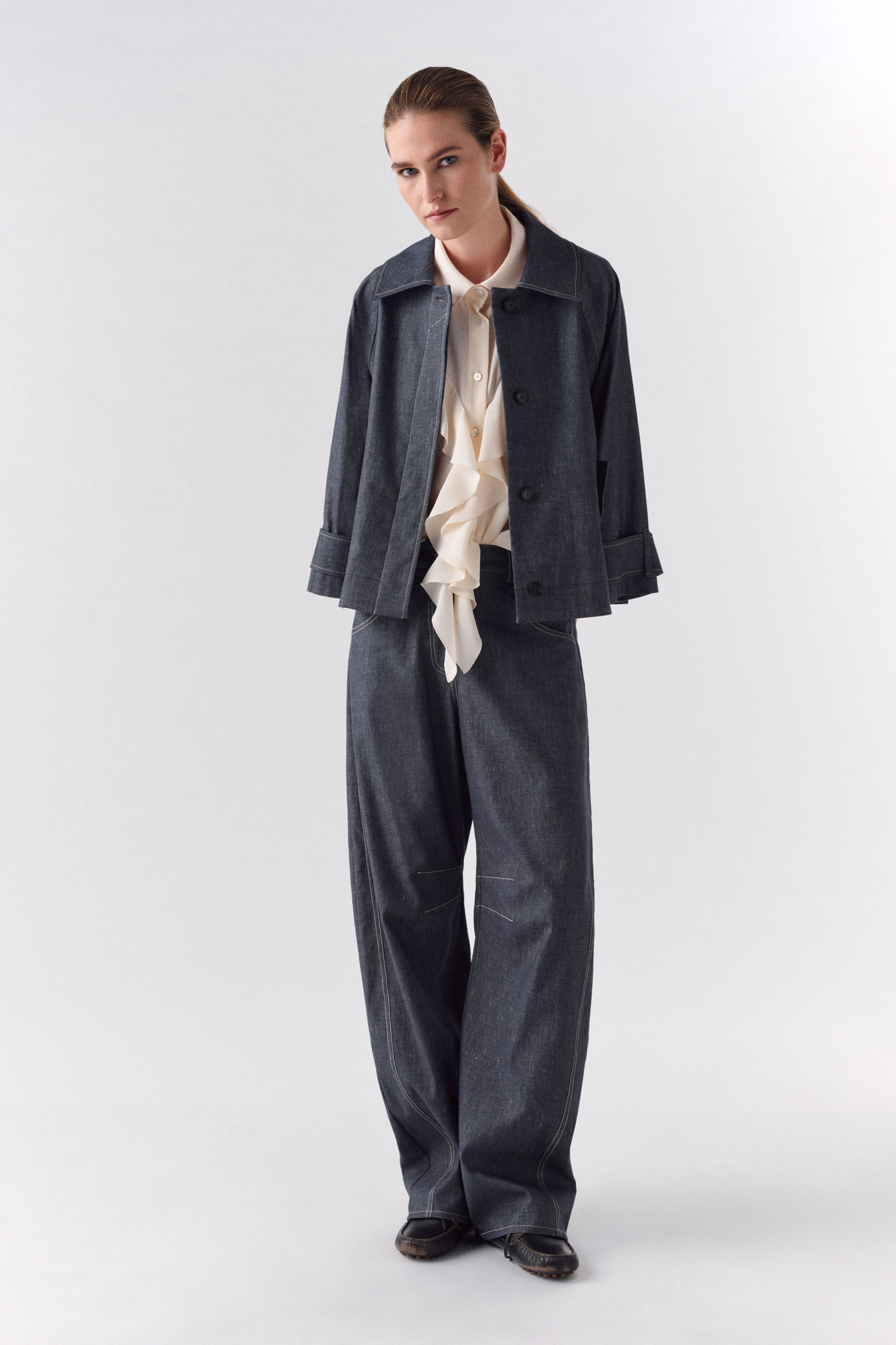 「SUNSEA」 Cut Off Melton Blouson/Ash Navy S6FF6SQ79Z91-0-A.jpg?v=