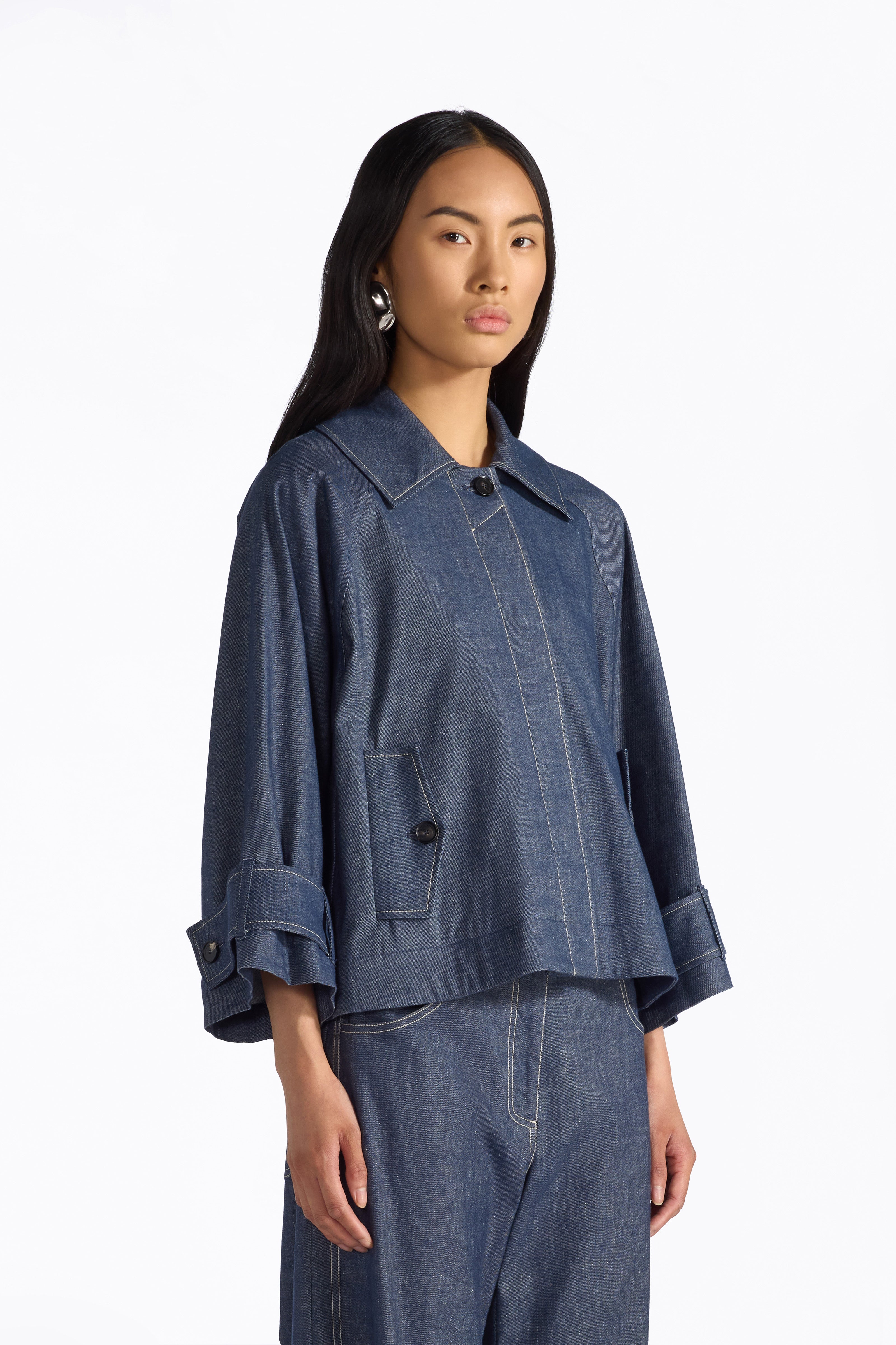 「SUNSEA」 Cut Off Melton Blouson/Ash Navy WAYLEN JACKET | Liviana Conti