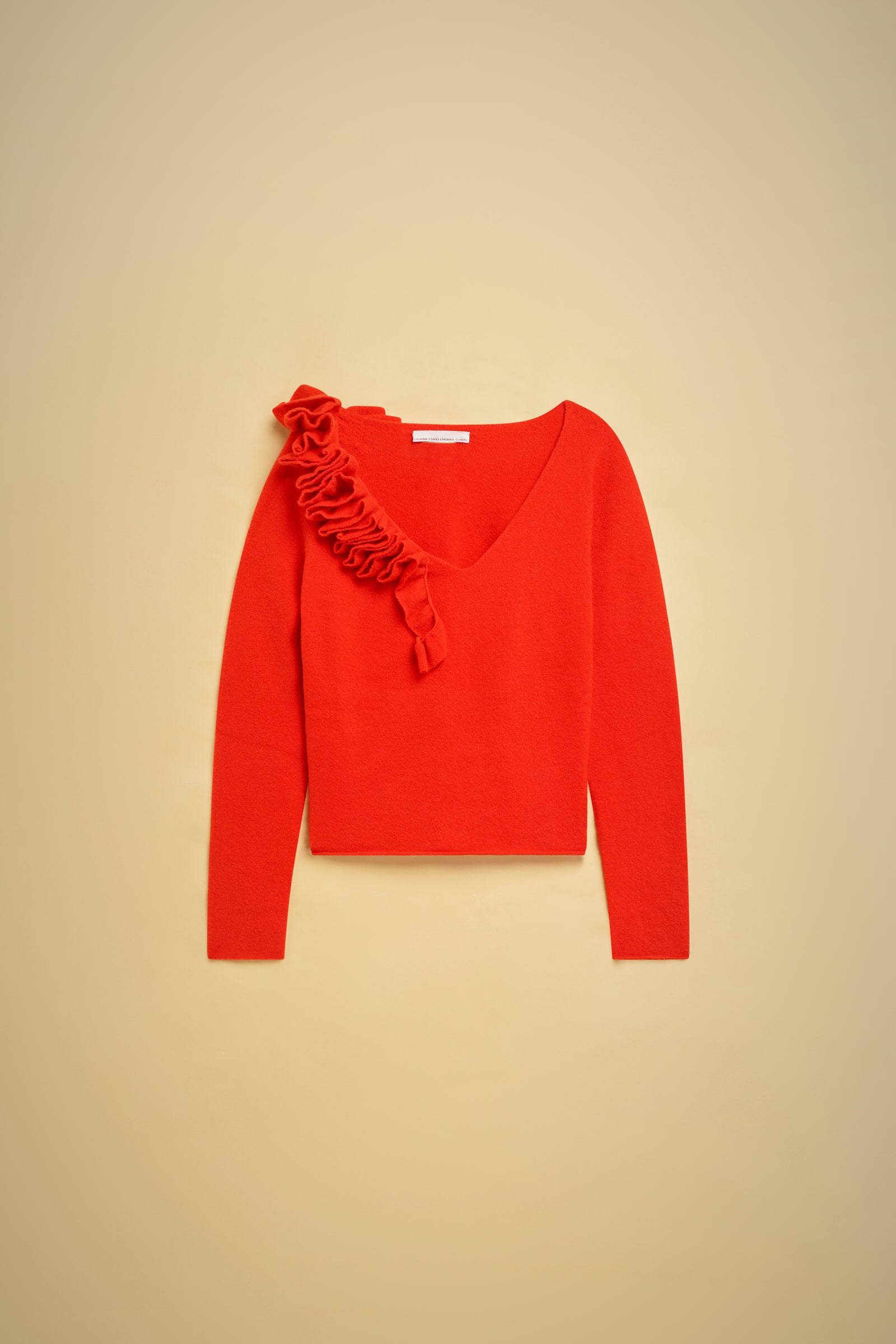 WOOL-CASHMERE RUFFLE SWEATER