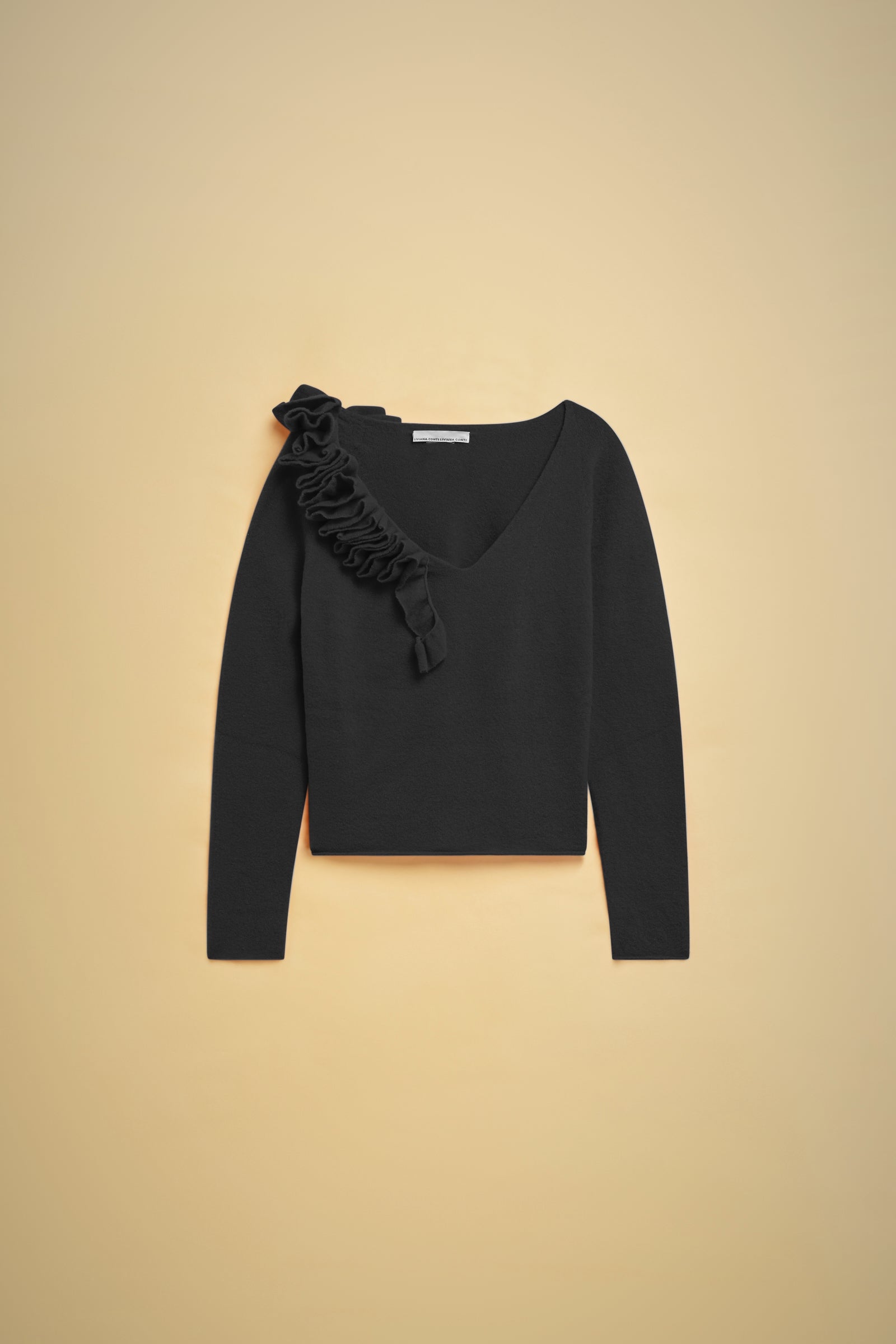 WOOL-CASHMERE RUFFLE SWEATER