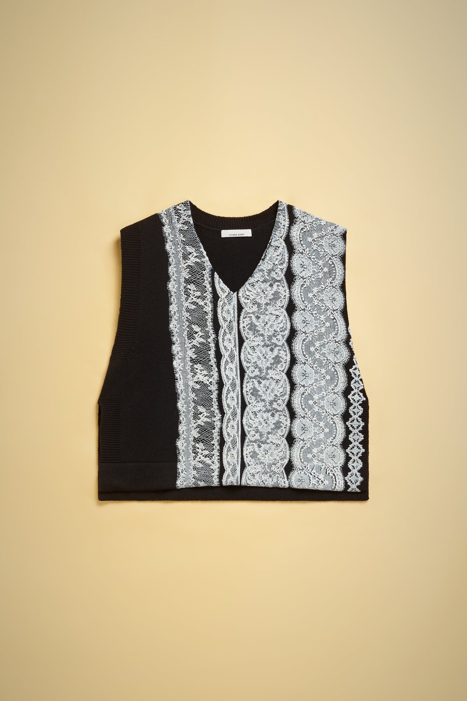 RECYCLED CASHMERE LACE PRINT WAISTCOAT