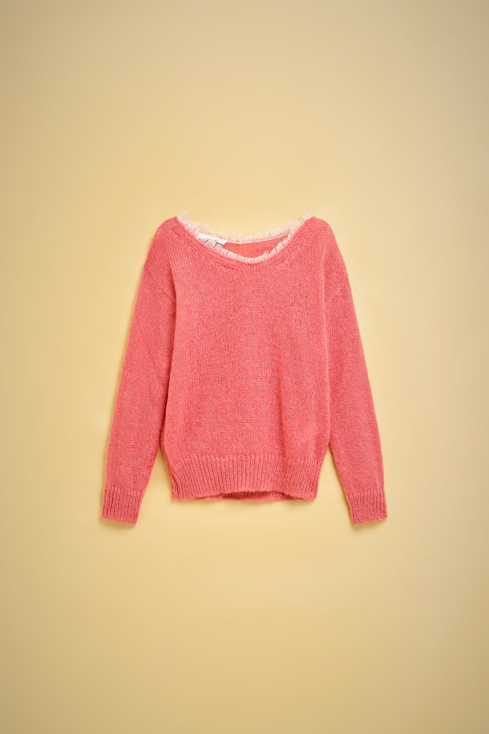 LACE EDGE MOHAIR SWEATER