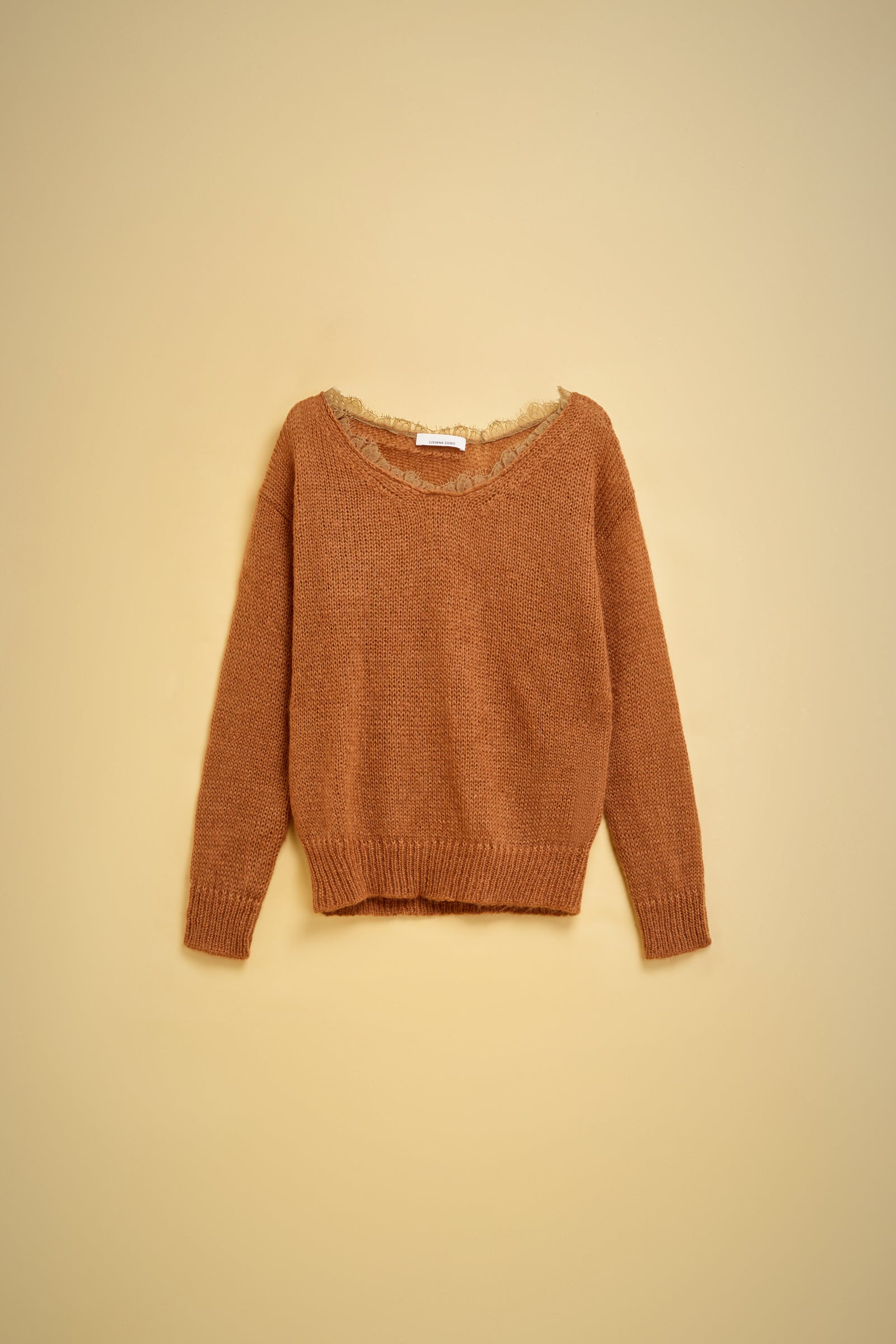 LACE EDGE MOHAIR SWEATER