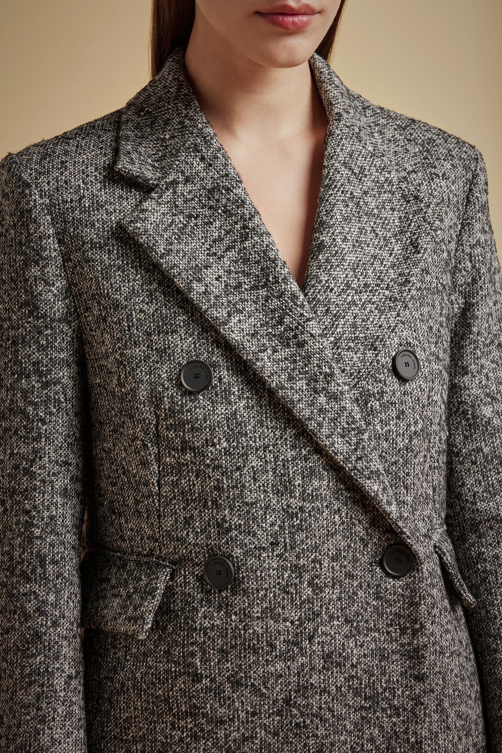 SALT-PEPPER TWEED BLAZER