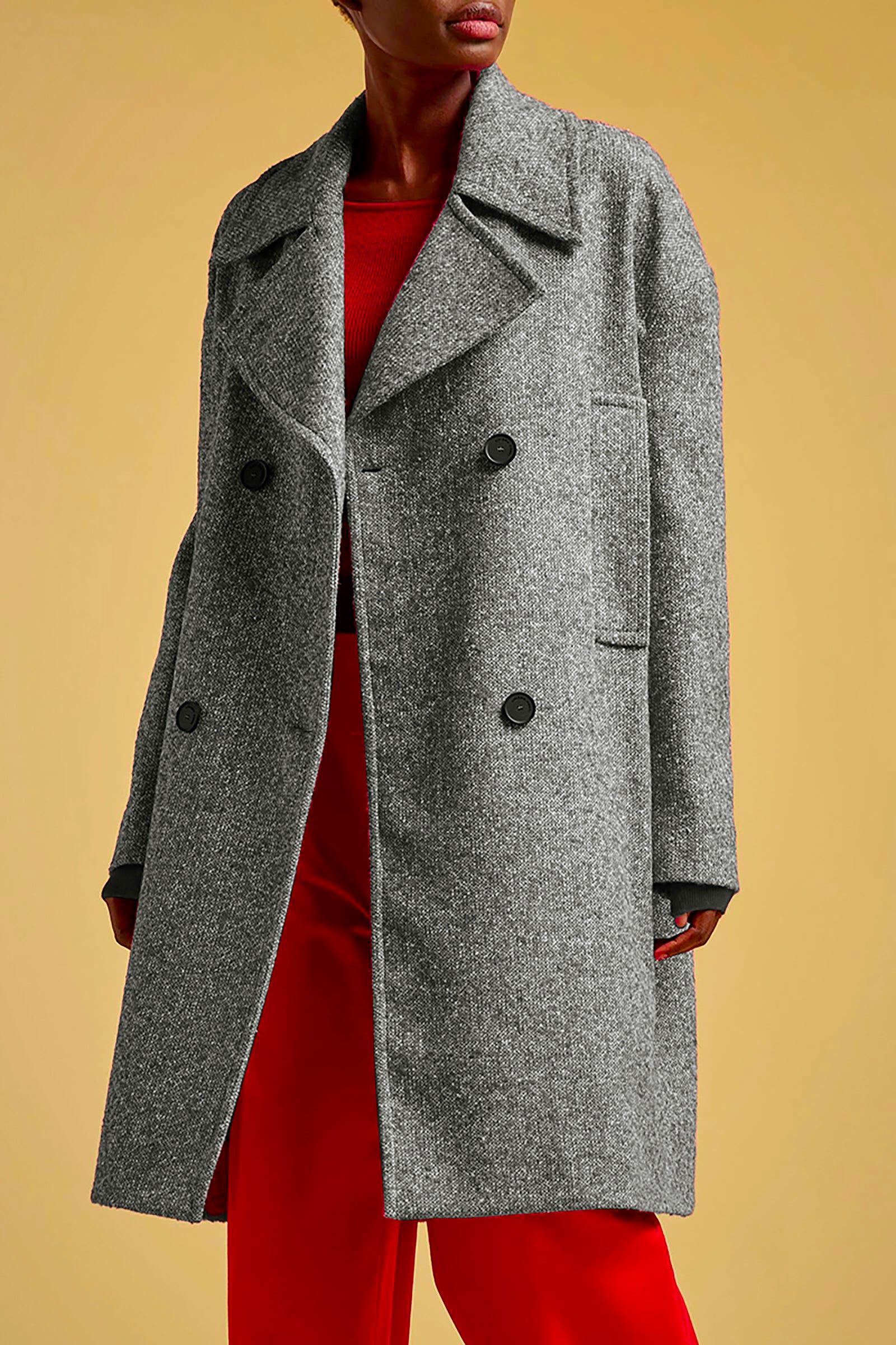 SALT-PEPPER TWEED COAT