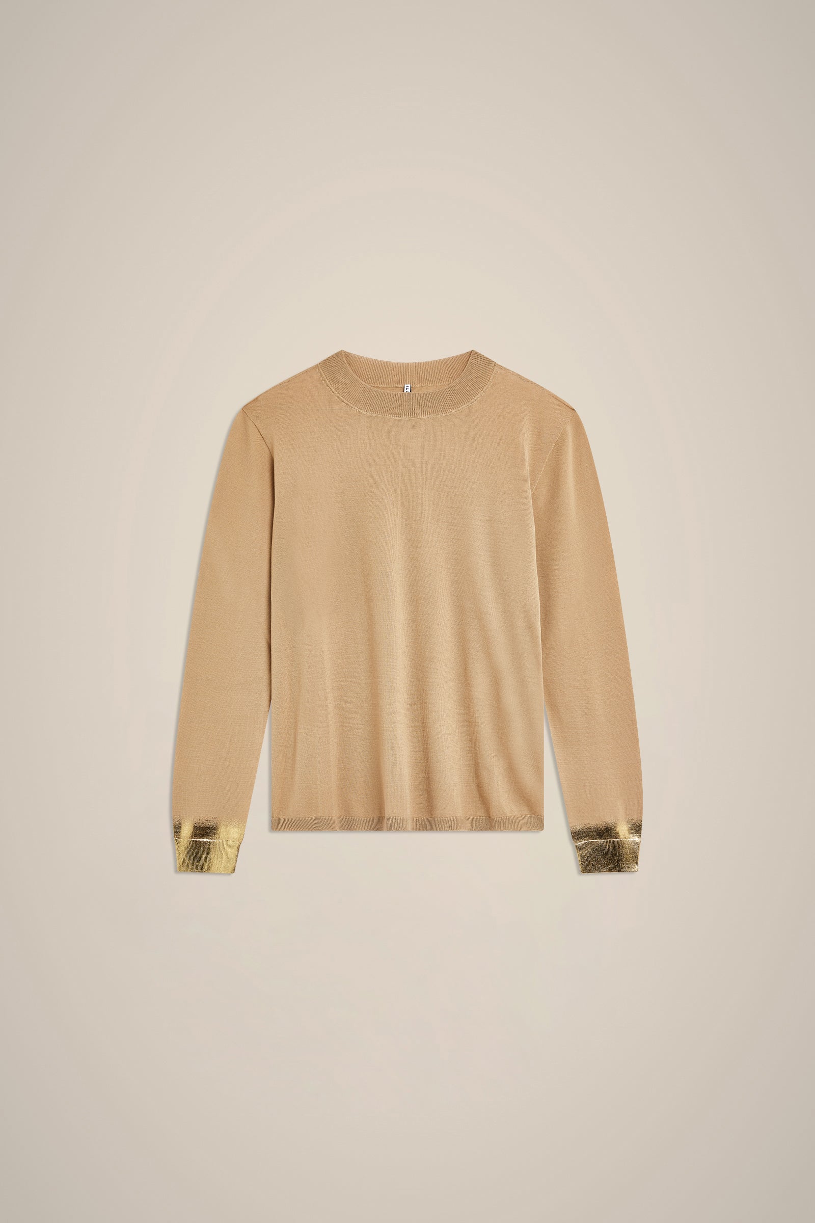 SWEATER WITH LAMINATED CUFFS