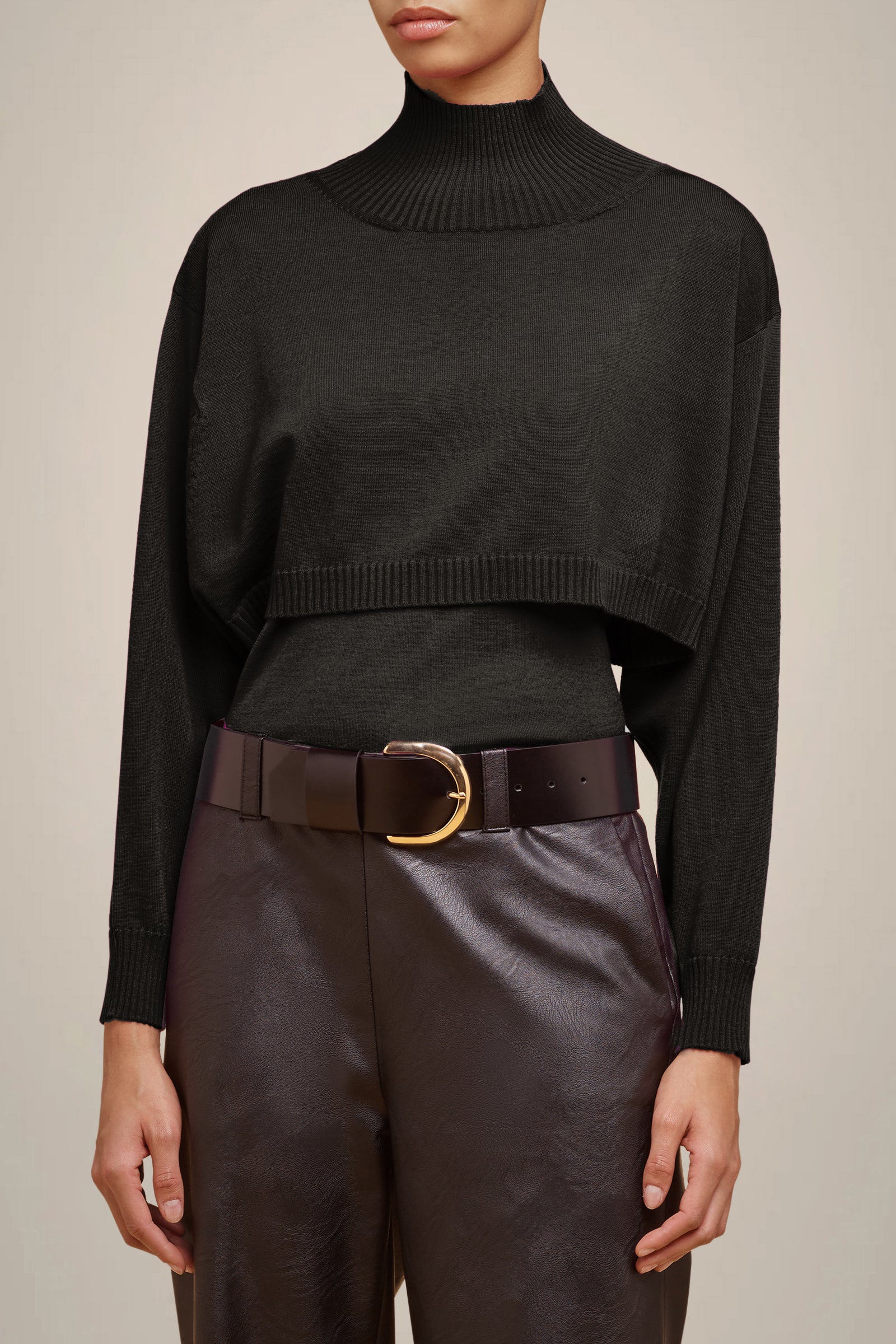 HIGH NECK CROPPED SWEATER