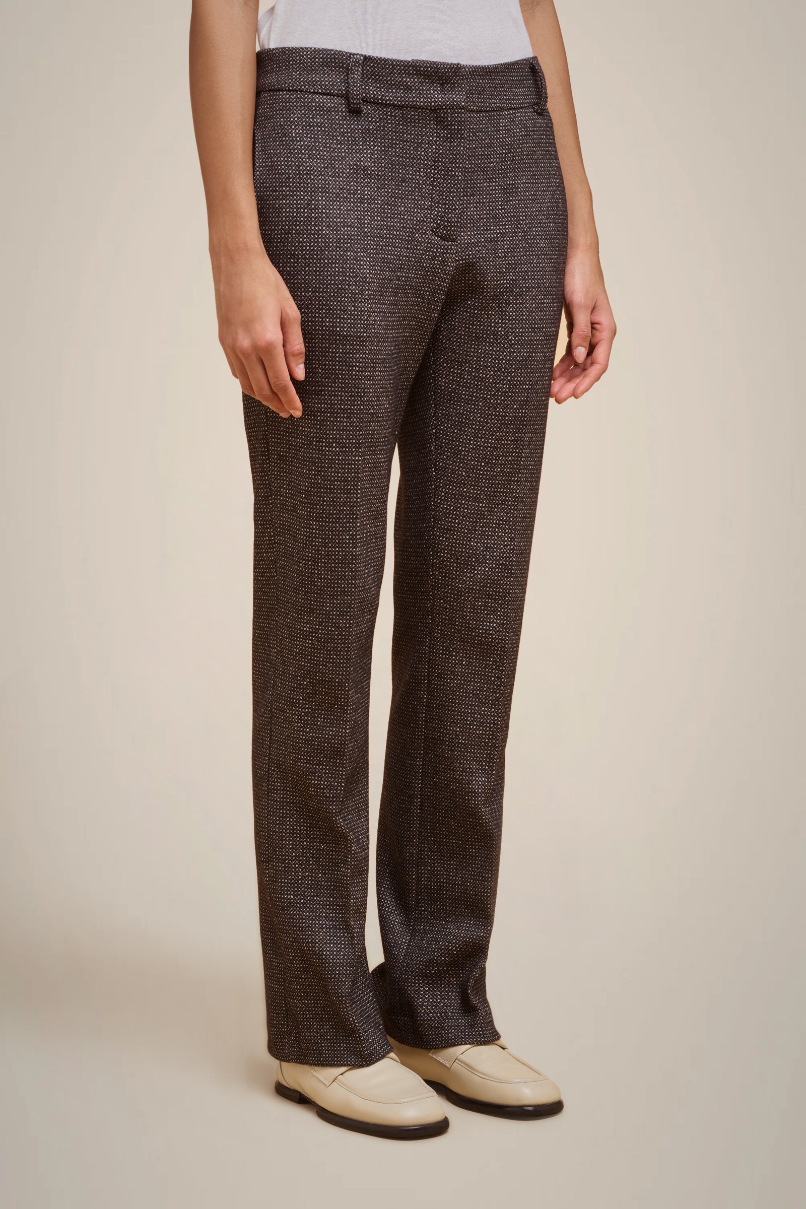 CASHMERE CLOTH STRAIGHT LEG TROUSERS