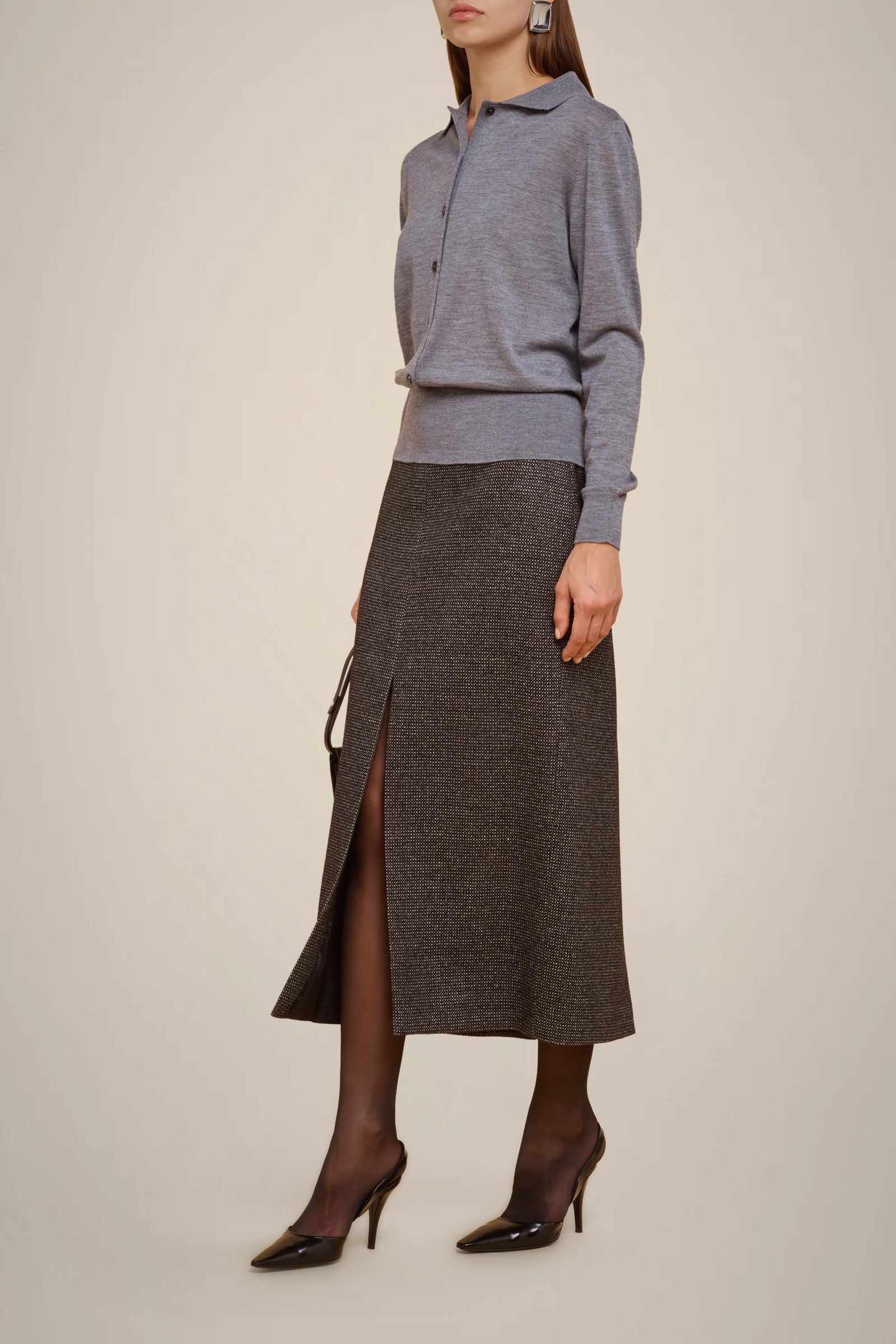 CASHMERE CLOTH MIDI SKIRT