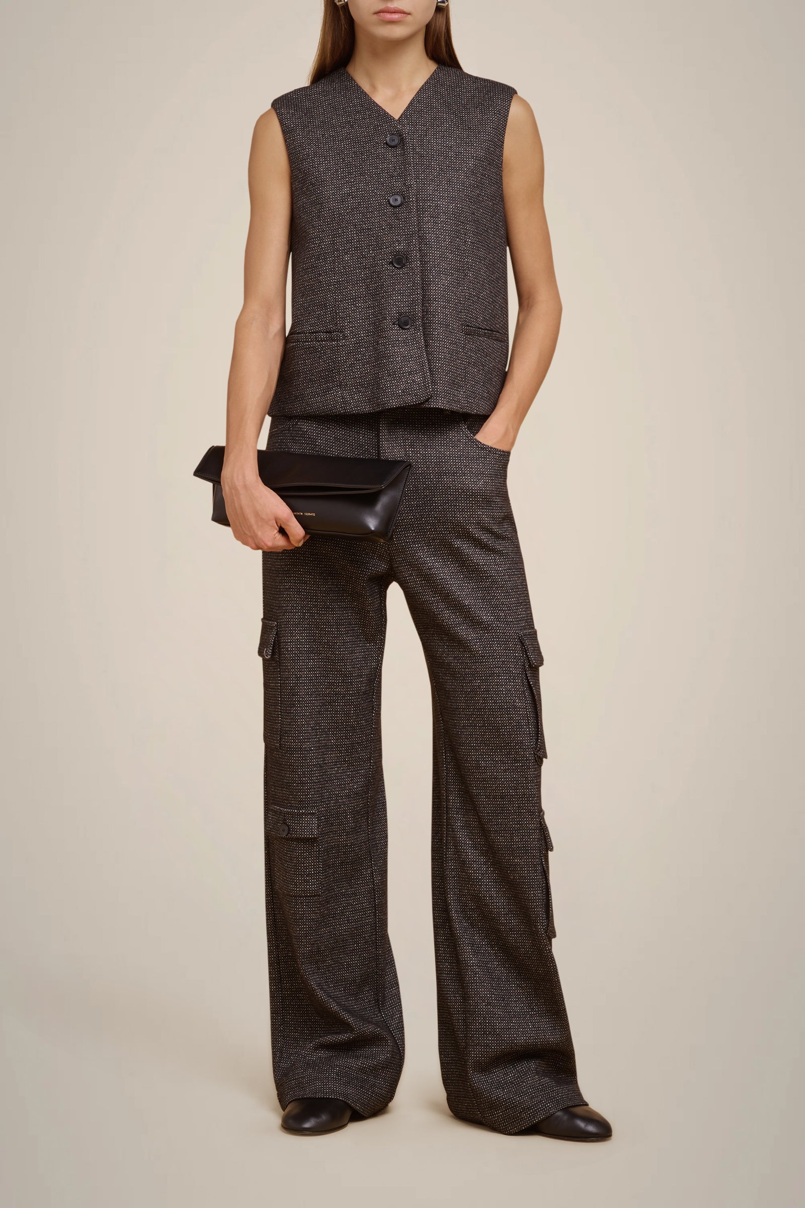 Liviana Conti PANTALONE CARGO PANNO CASHMERE W4FF4WL38SAL-3.42
