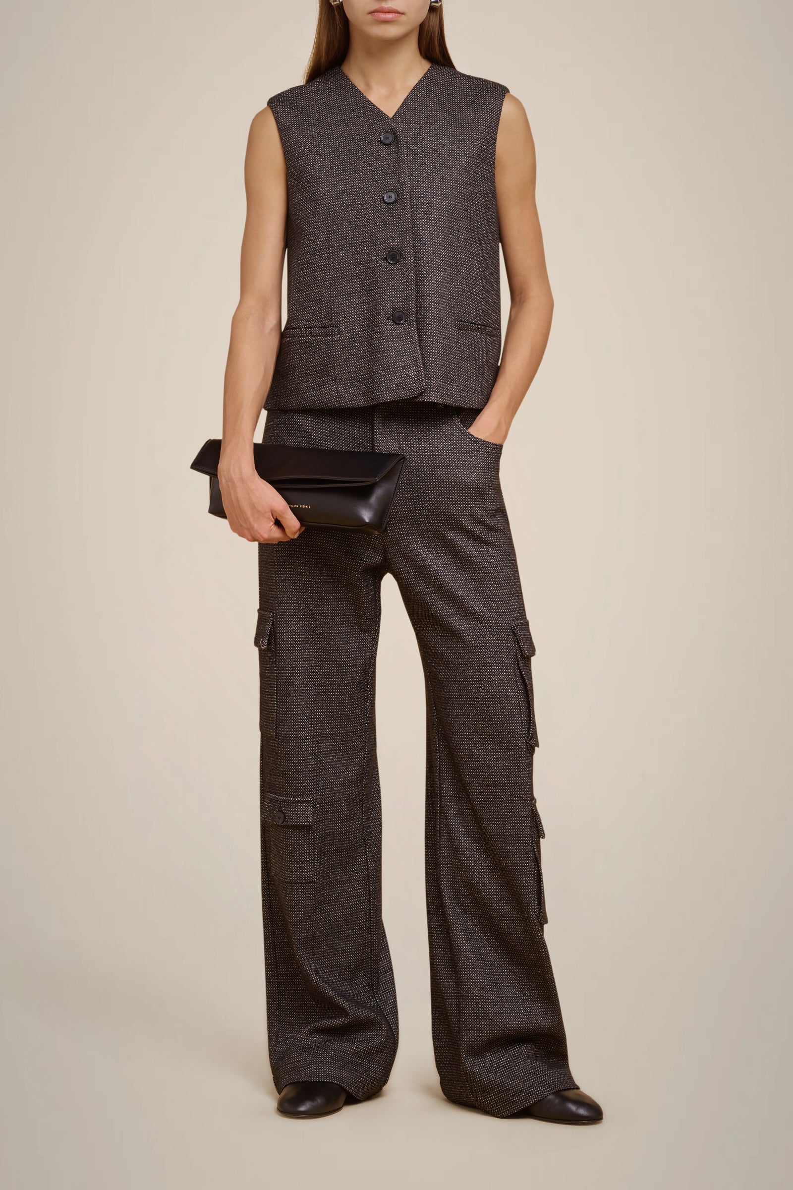 CASHMERE CLOTH CARGO TROUSERS