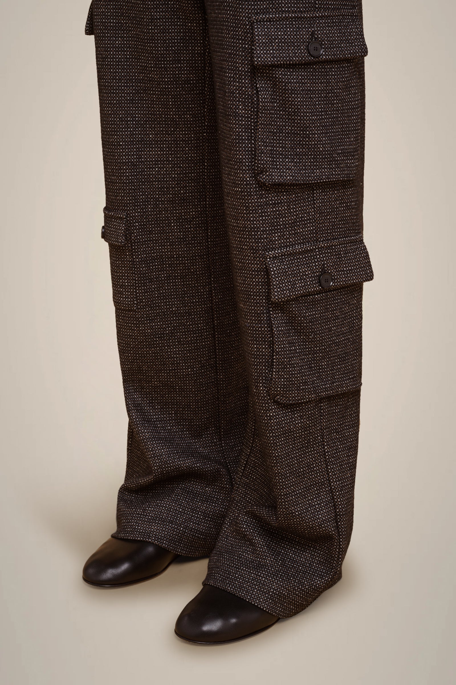 CASHMERE CLOTH CARGO TROUSERS