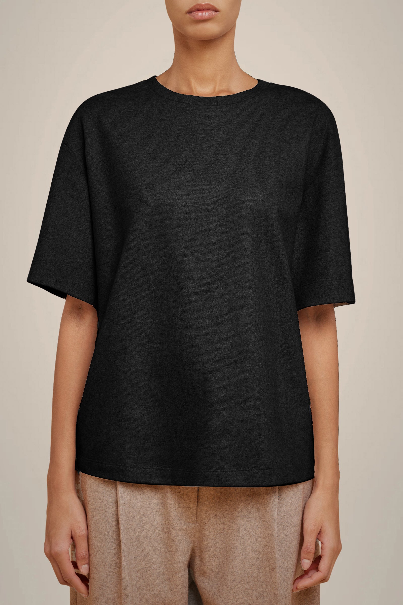 BLUSA MANICA CORTA IN PANNO CASHMERE