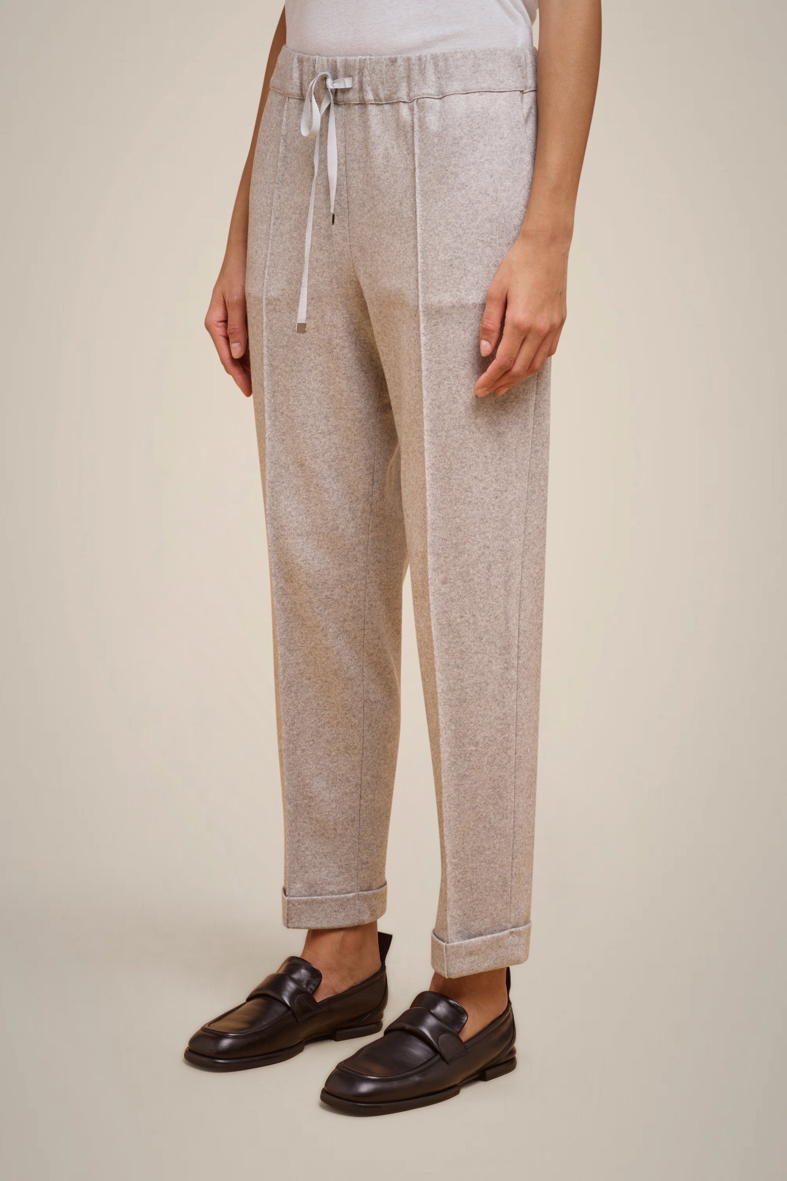 LIGHT CASHMERE CLOTH TROUSERS WITH DRAWSTRING