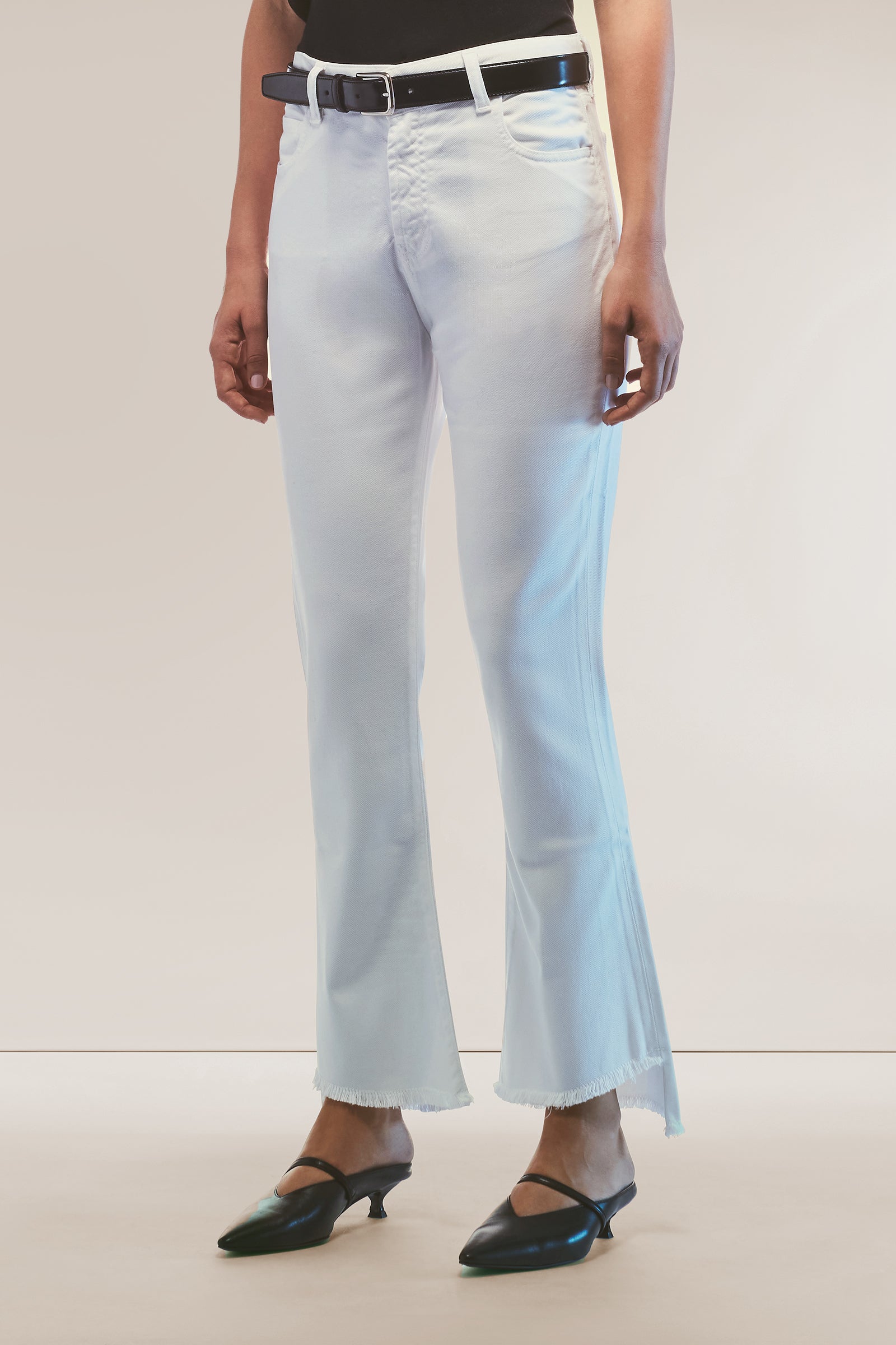 BRUSHED GABARDINE FLARED TROUSERS