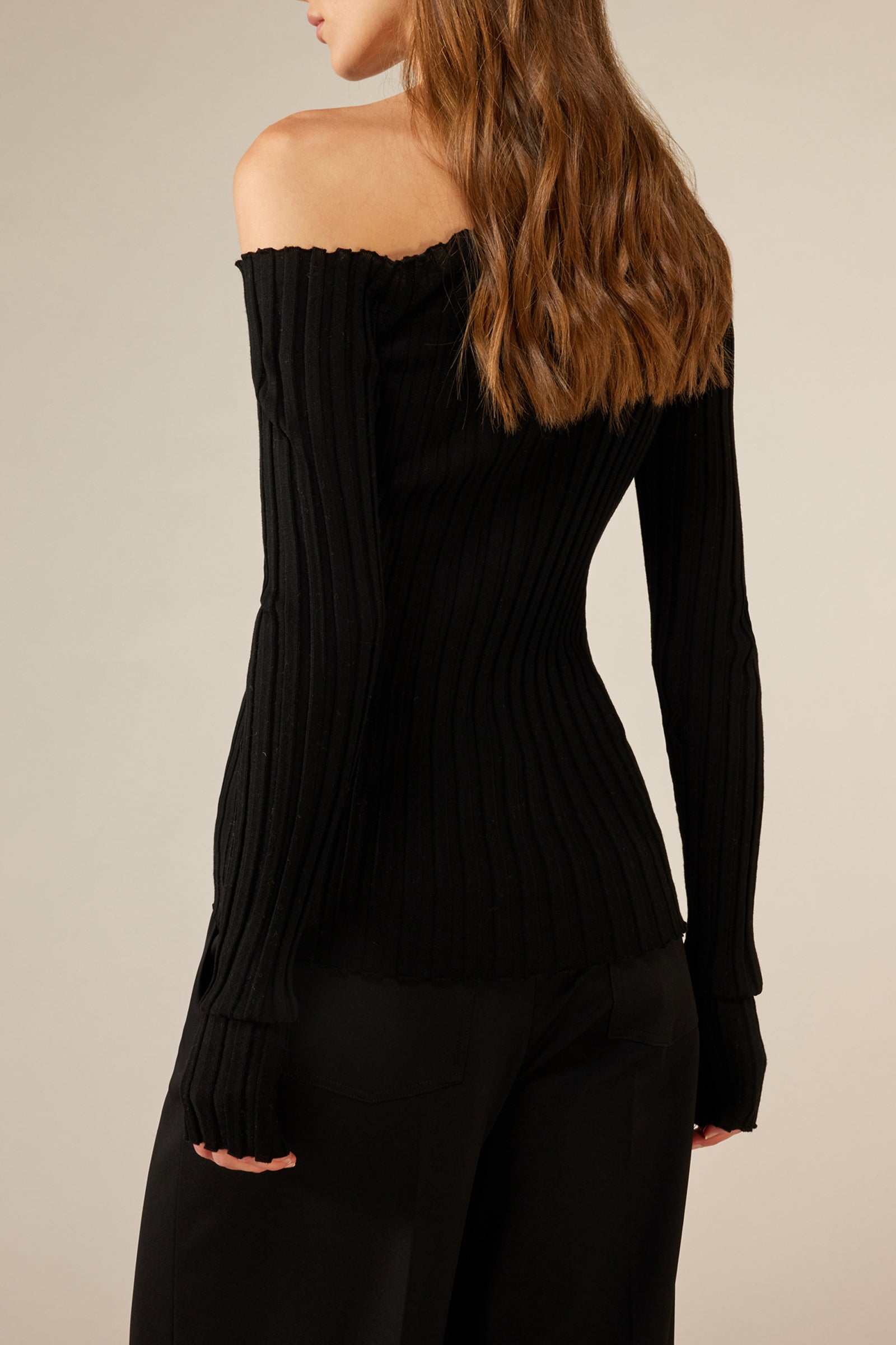 ASYMMETRICAL NECKLINE SWEATER