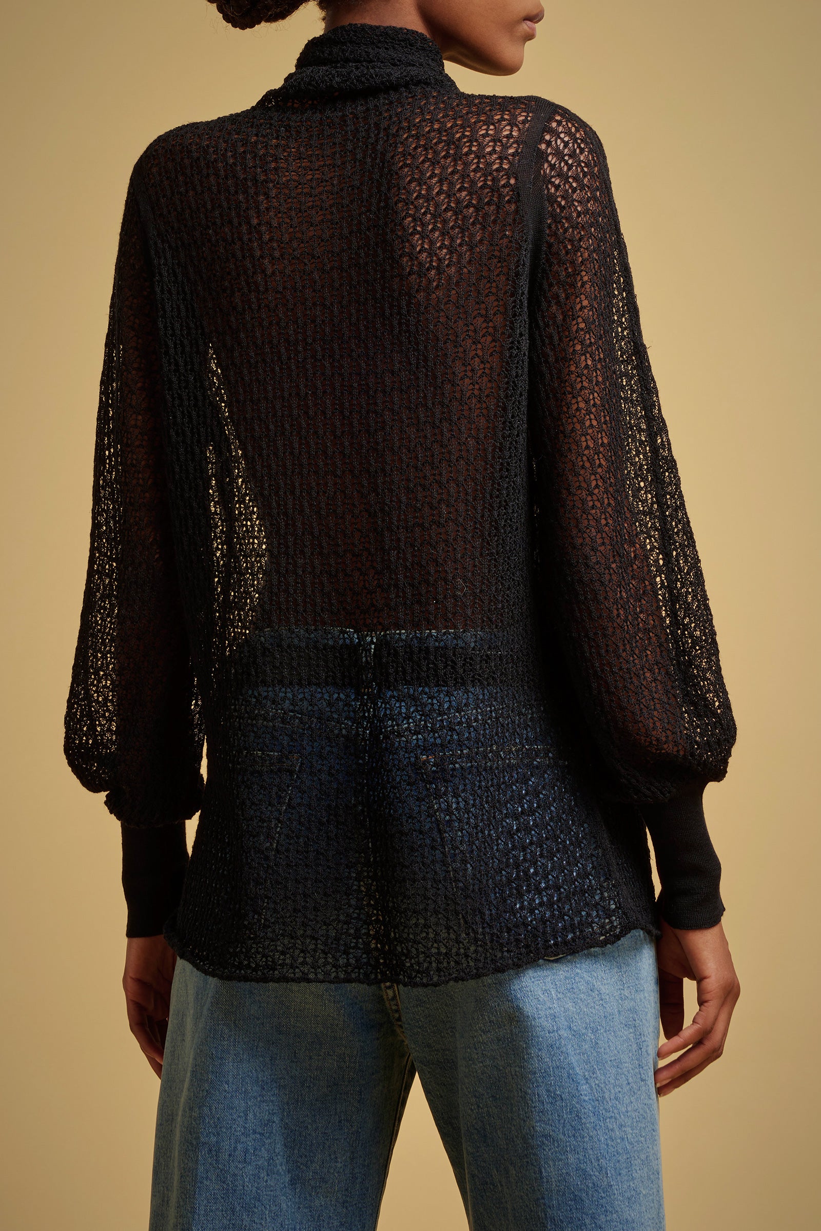 WOOL-SILK LACE EFFECT SWEATER