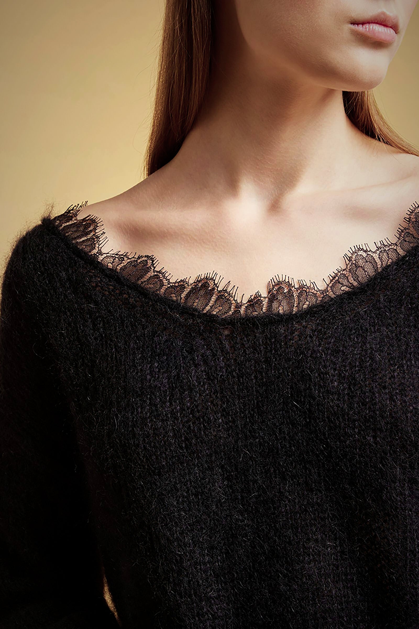 LACE EDGE MOHAIR SWEATER