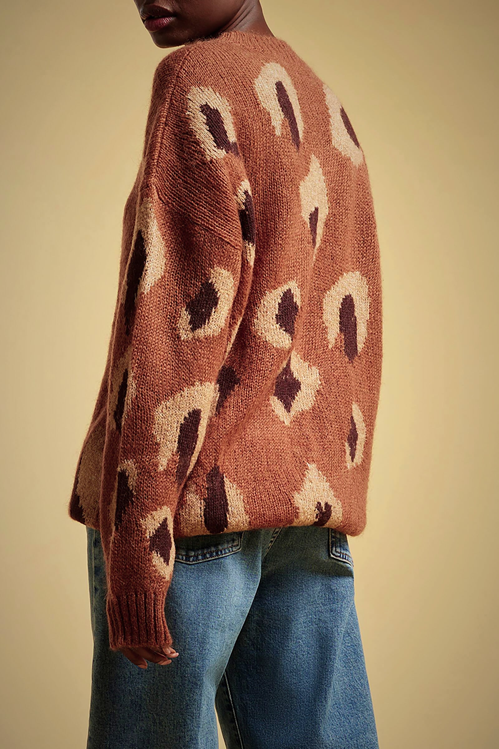 ANIMALIER PRINT LONG MOHAIR SWEATER