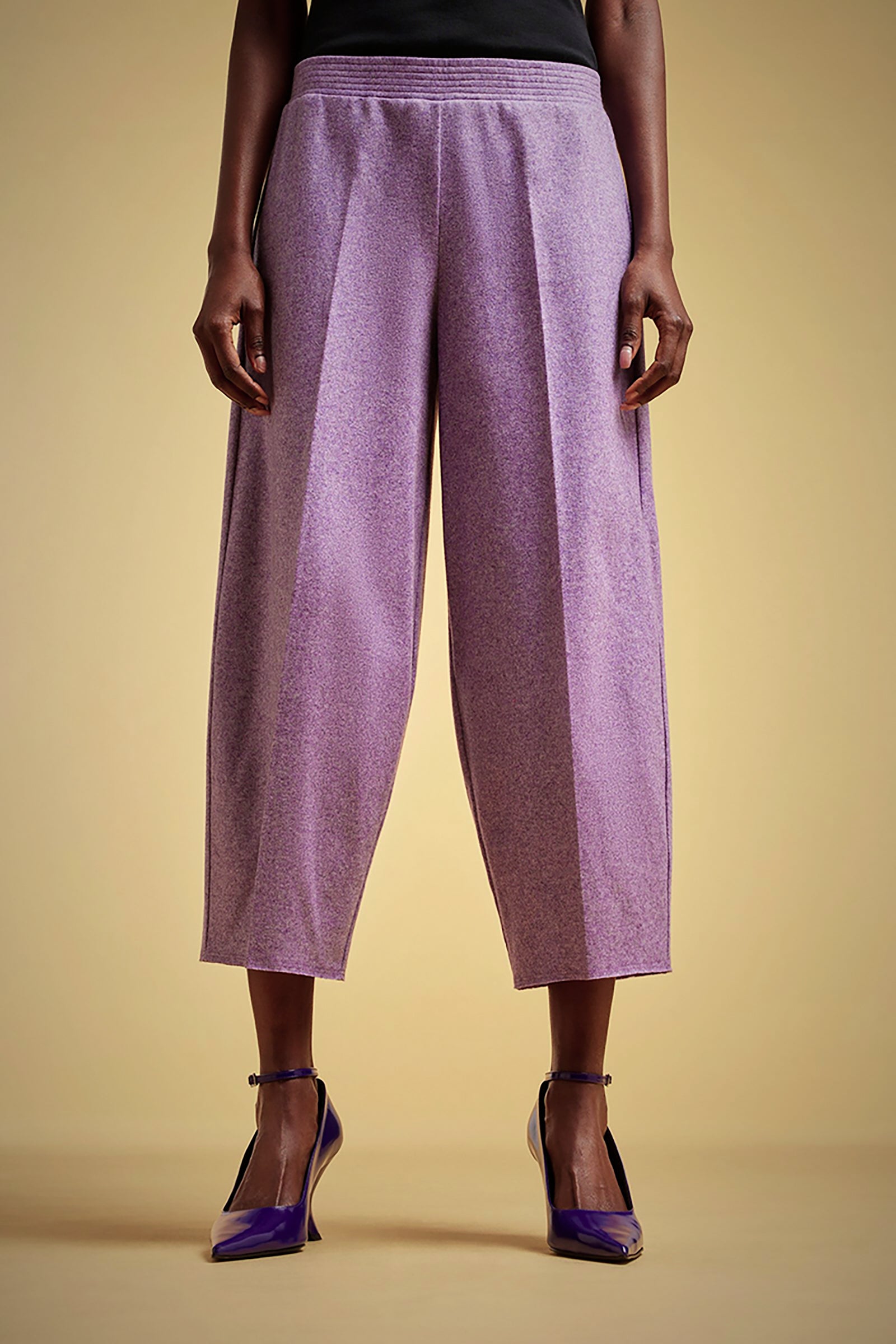 CASHMERE CLOTH CROPPED PANTS